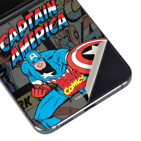 Marvel Classic Comics Captain America Vintage Galaxy Z Flip5 5G Skin